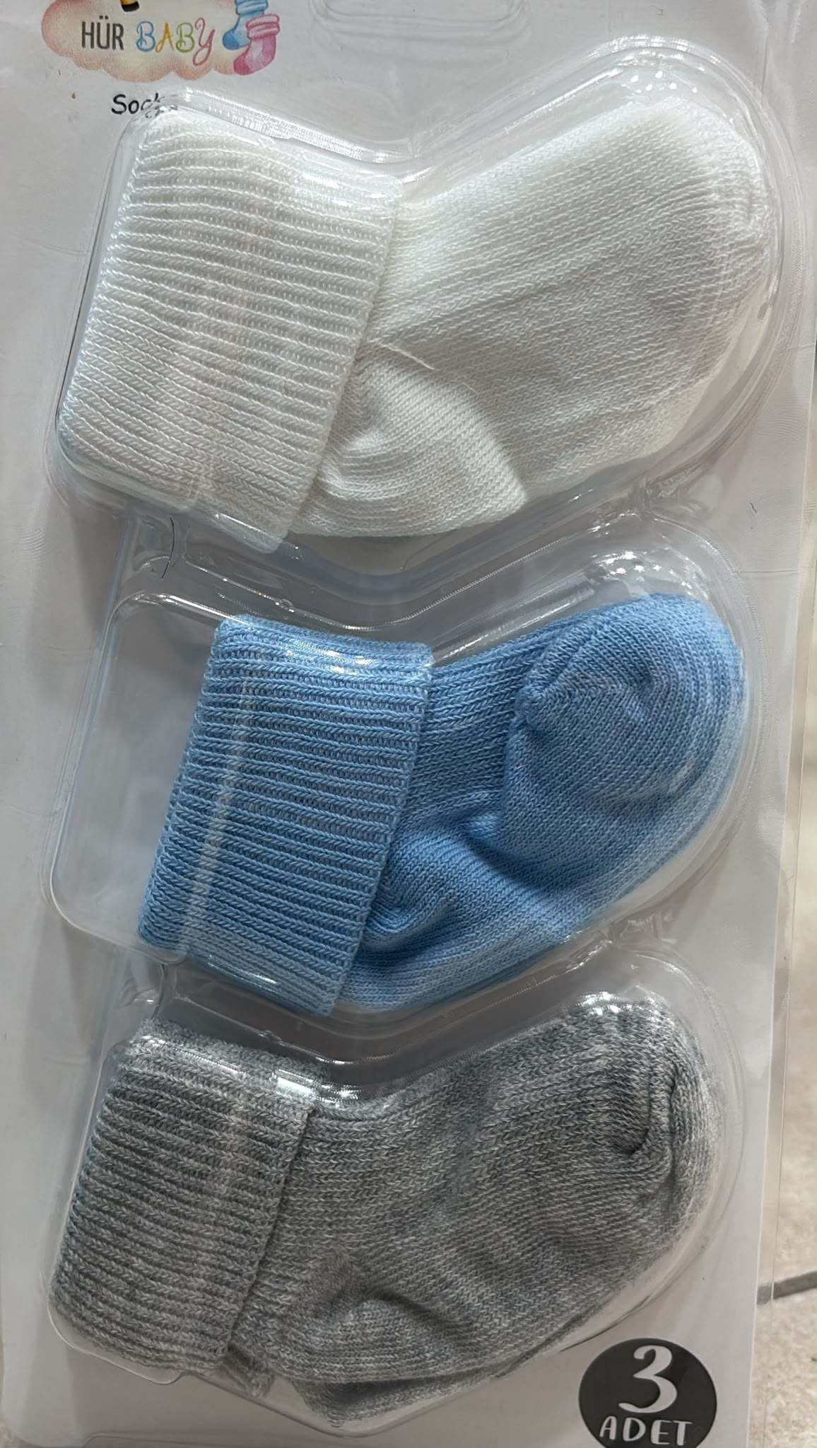 Set 3 Paia Calzini Neonato in Cotone tinta unita 👶🧦