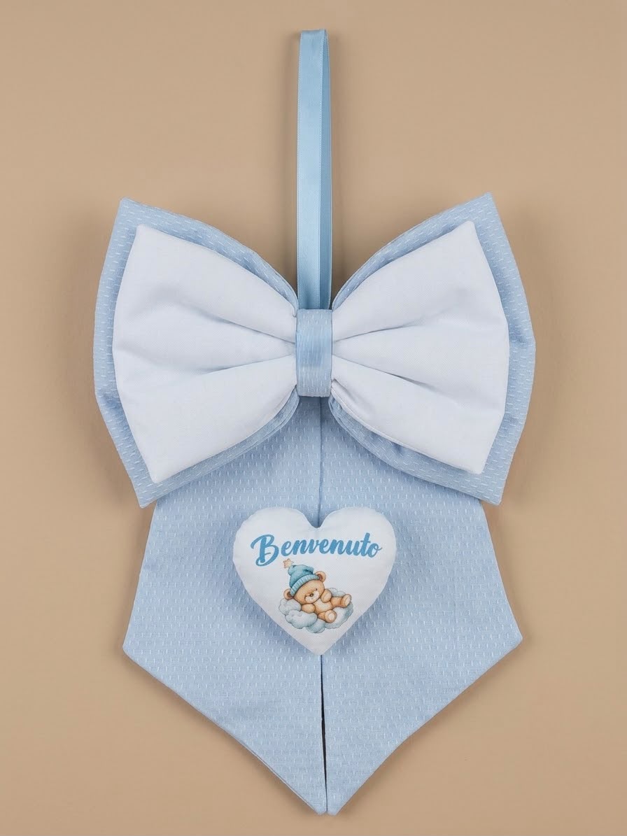 Coccarda Nascita con Fiocco in Piquet – Art. IR1043/2