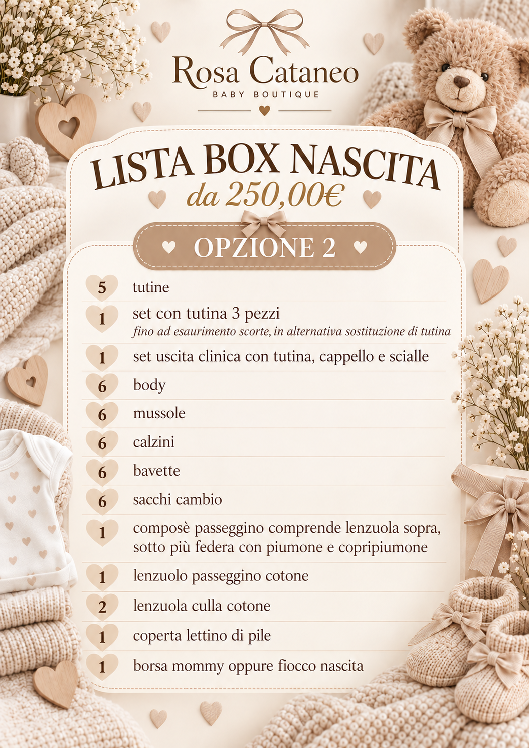 Lista Box Nascita da 250€ – Rosa Cataneo | Opzione 1 e 2