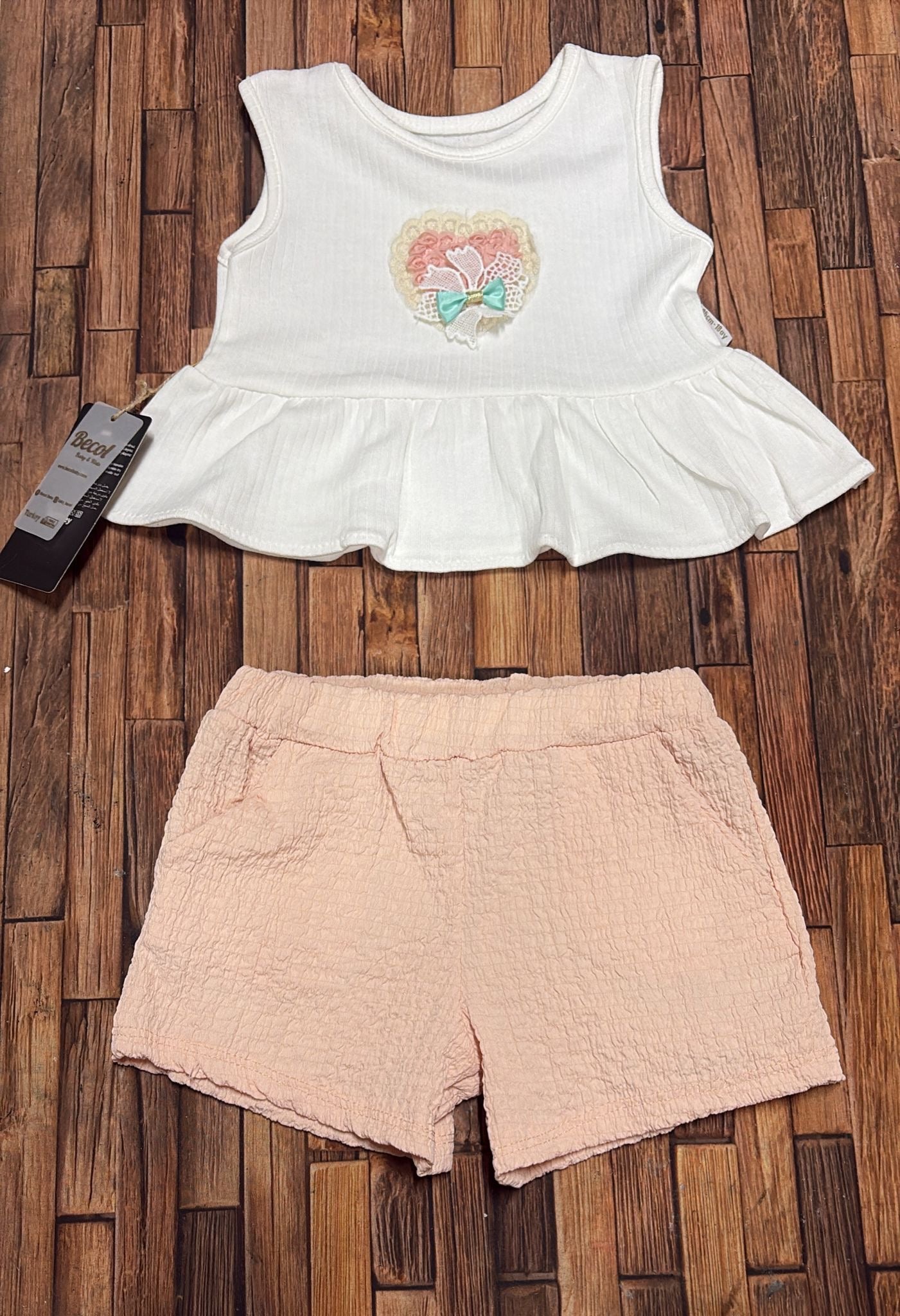 Completino Neonata Canotta e Pantaloncino Made in Italy | Verde Acqua e Rosa