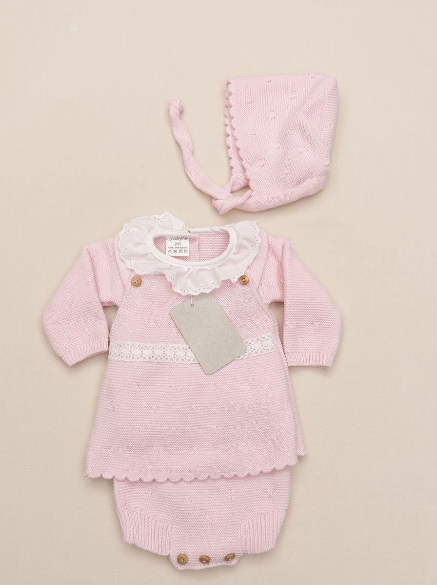 Completo Neonata 3 Pezzi My Baby Chic con Culotte e Cuffietta – Art. 2457