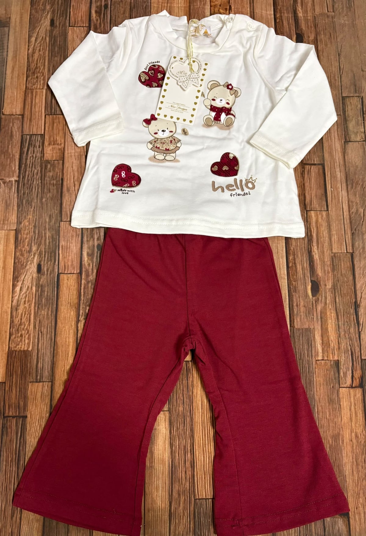 Completo Neonata Caldo Cotone Miss Bellina XNA-3746 – Rosa e Bordeaux