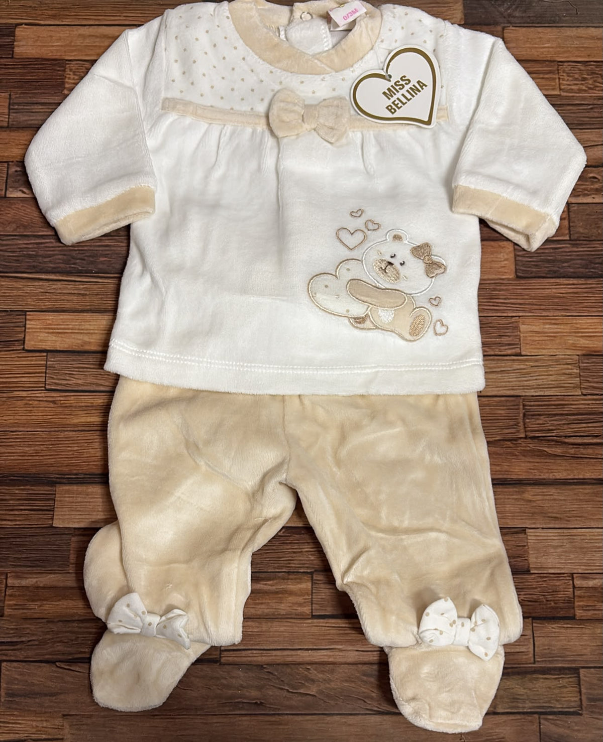 Completo Clinico Neonata in Ciniglia Miss Bellina con Orsetta – Art. XNA-251