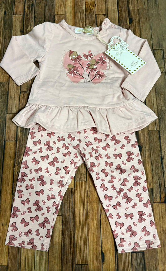 Completo Neonata Caldo Cotone Miss Bellina XNA-3766 – Rosa e Bianco