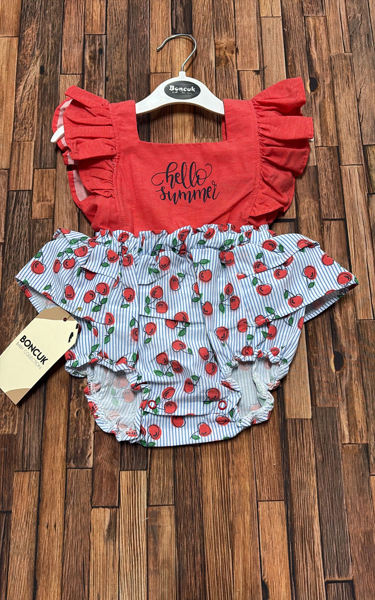 Pagliaccetto Neonata Rosso e Fucsia in Cotone – Art. 6113