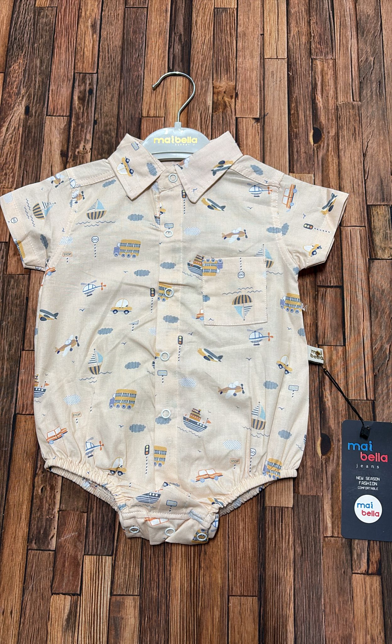 Pagliaccetto Neonato Beige Fantasia con Colletto – Art. 884