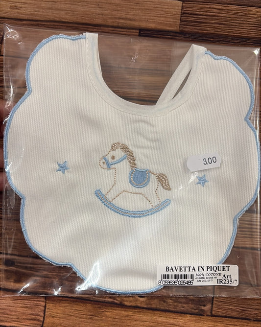 Bavetta Neonato in Piquet Ricamata – Cavallino a Dondolo IR235/7