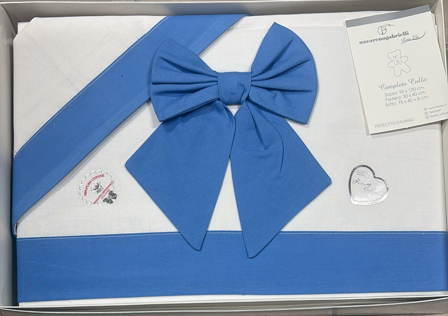 Lenzuola Passeggino con Fiocco Nazareno Gabrielli 3 Pezzi 100% Cotone – Art. NG91