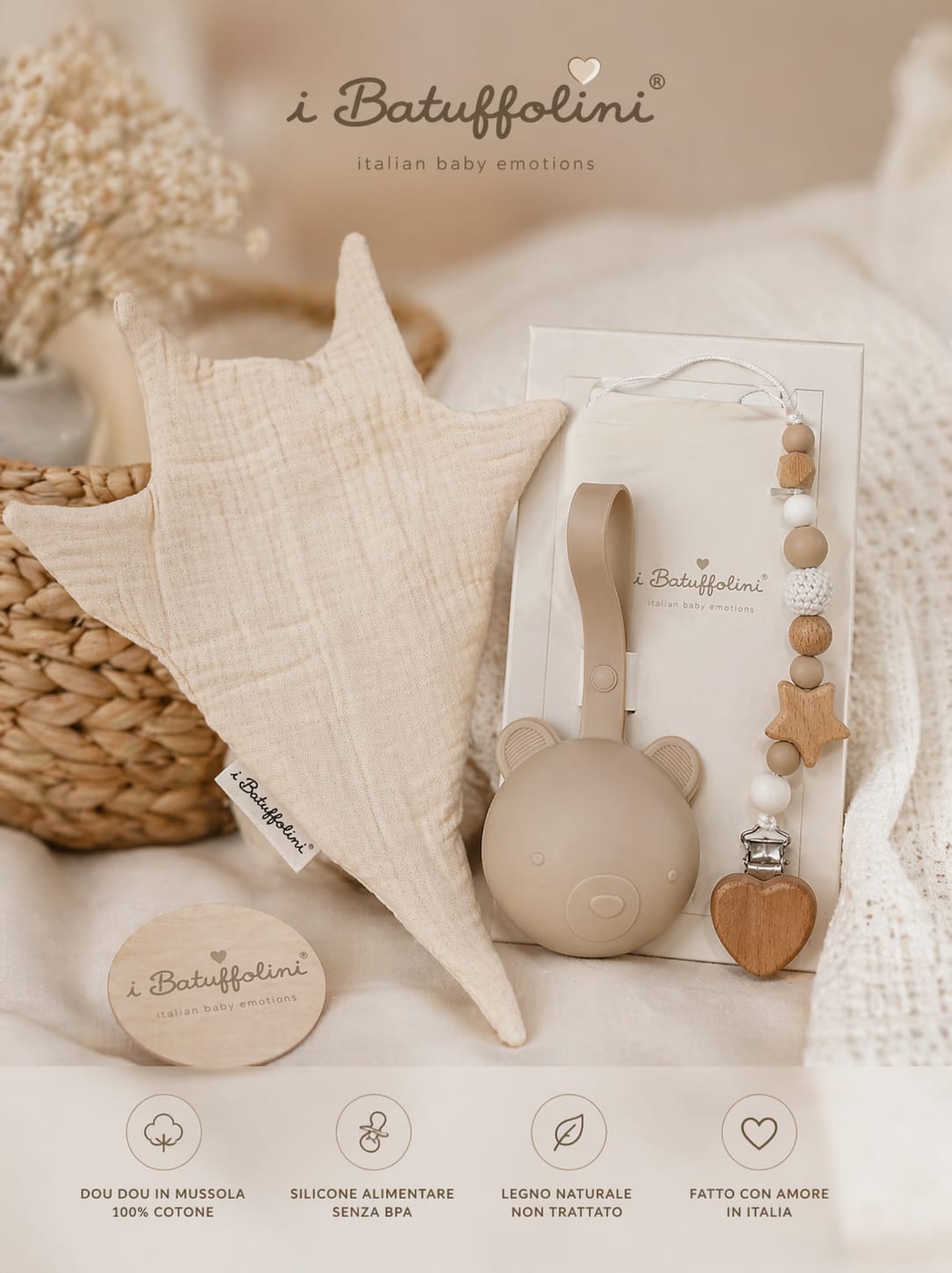 Set nascita dou dou + porta ciuccio – i Batuffolini