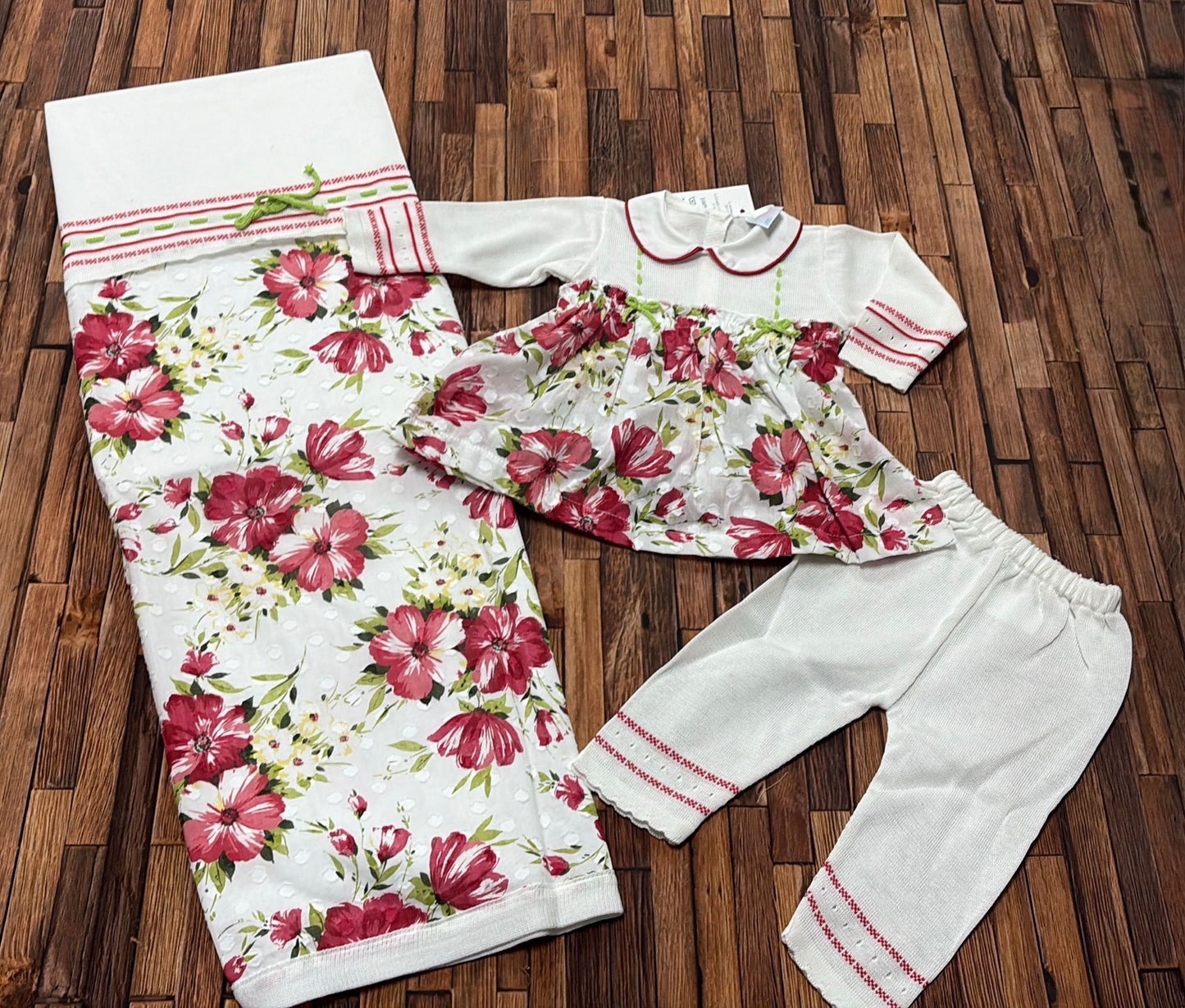 Uscita Clinica Neonata La Margherita Made in Italy – Vestina con Legging + Copertina Coordinata