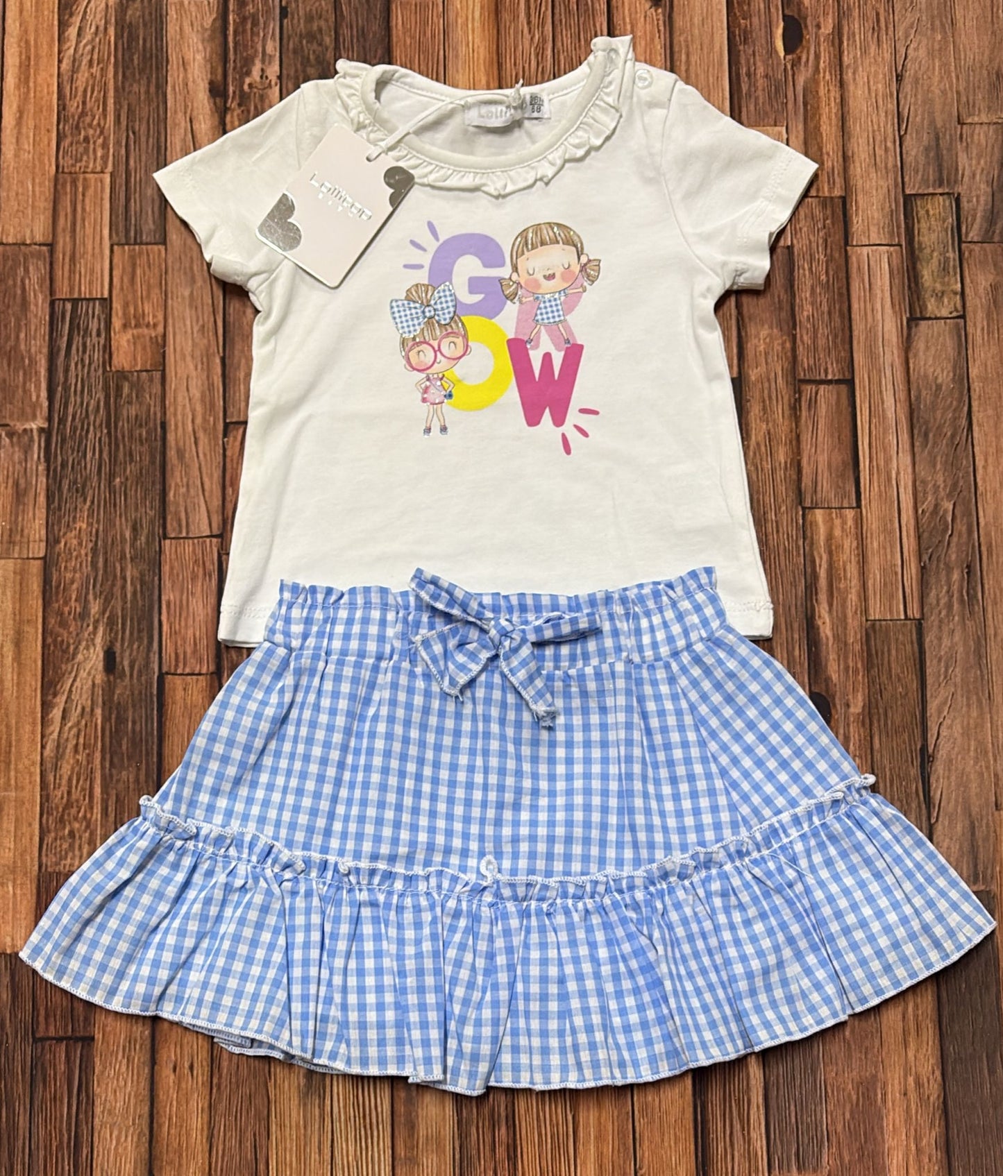 Completo Neonata Maglia e Gonnellina Cielo in Cotone – ART. H-979