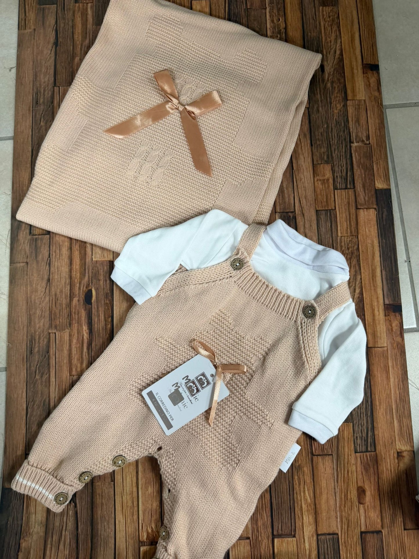 Set Nascita Neonato 3 Pezzi Nazareno Gabrielli NG-3488 Smacchinato con Copertina e Cappellino (Copia)