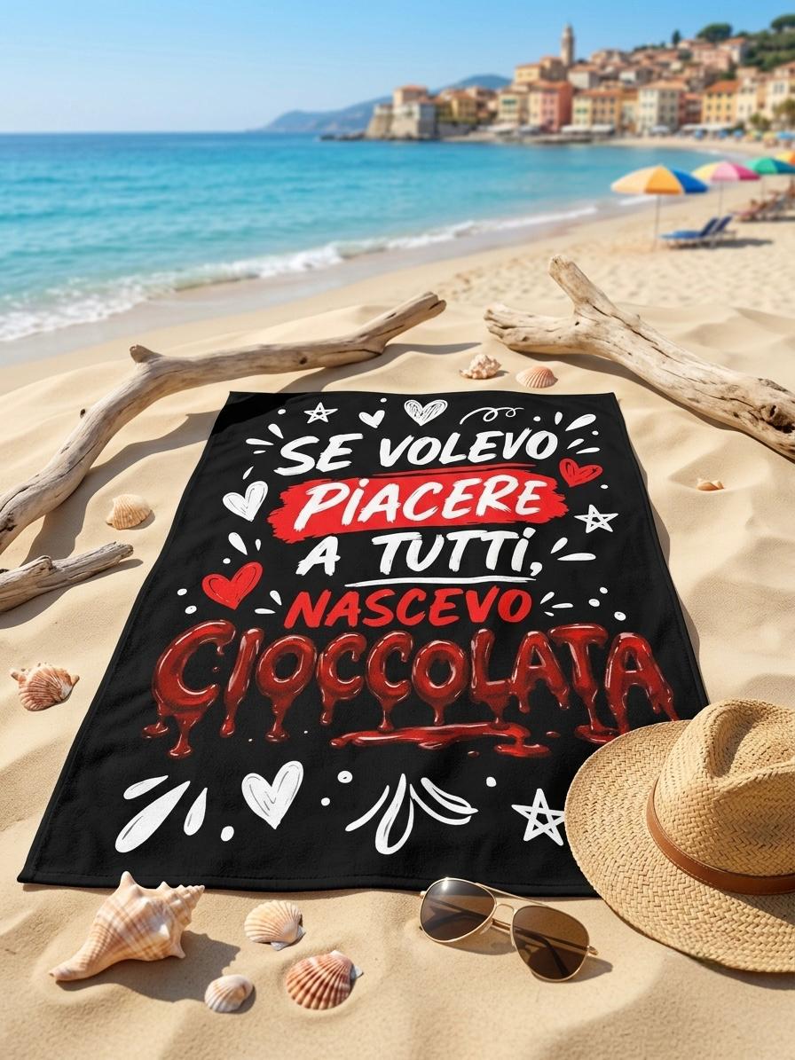 Telo Mare Cioccolata 90x170 cm in Microspugna | Bianco e Nero