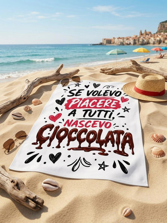 Telo Mare Cioccolata 90x170 cm in Microspugna | Bianco e Nero
