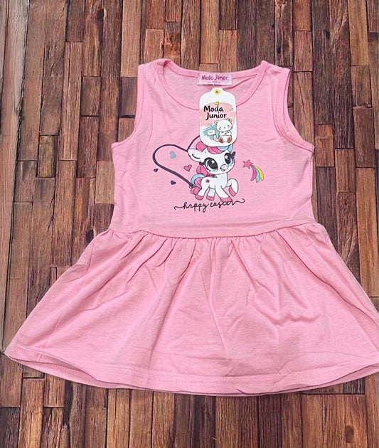 Vestitino Neonata Unicorn Lilla Corallo Rosa in Cotone