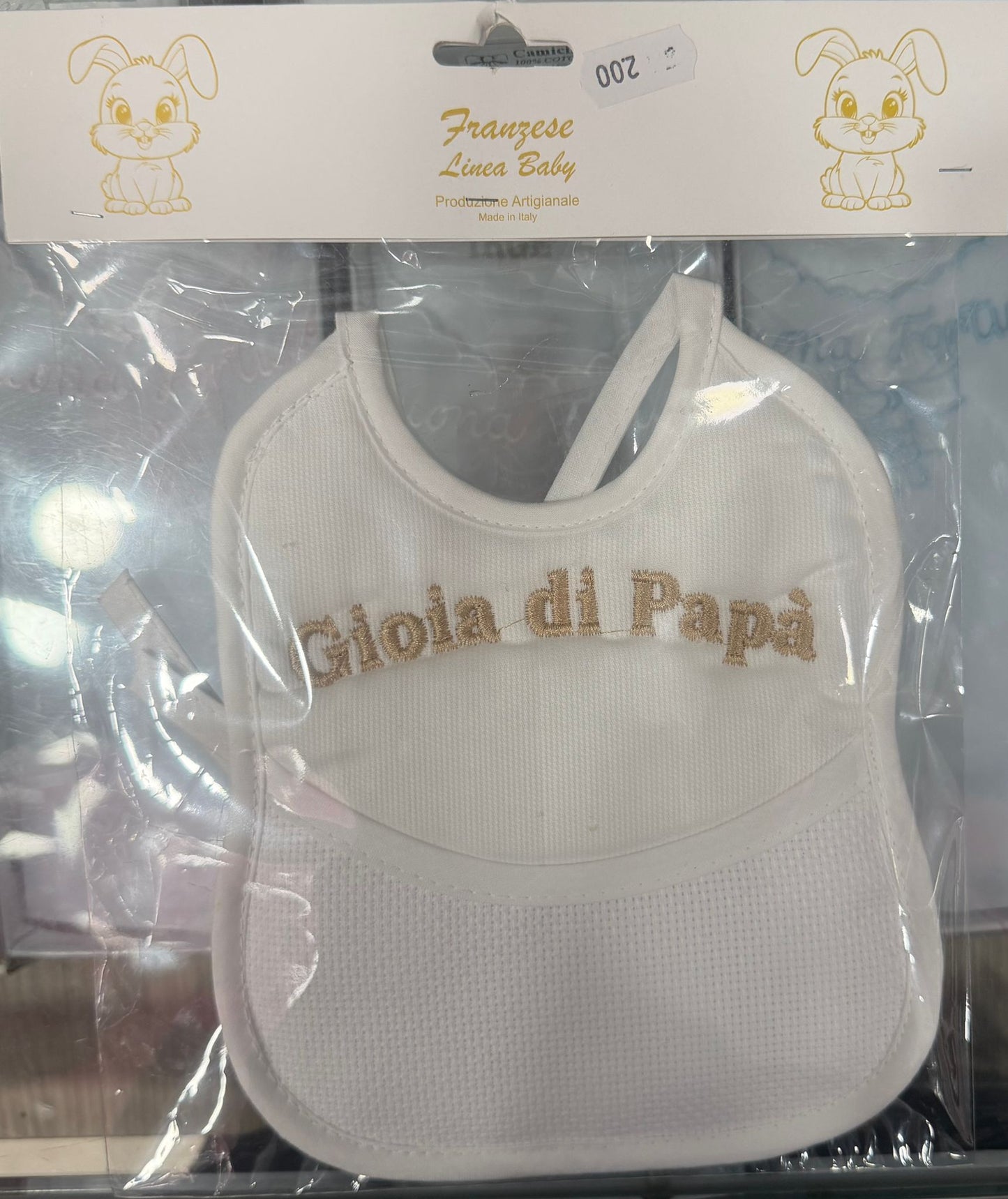 Bavetta Ricamata Neonato con Tasca e Tela Aida Personalizzabile