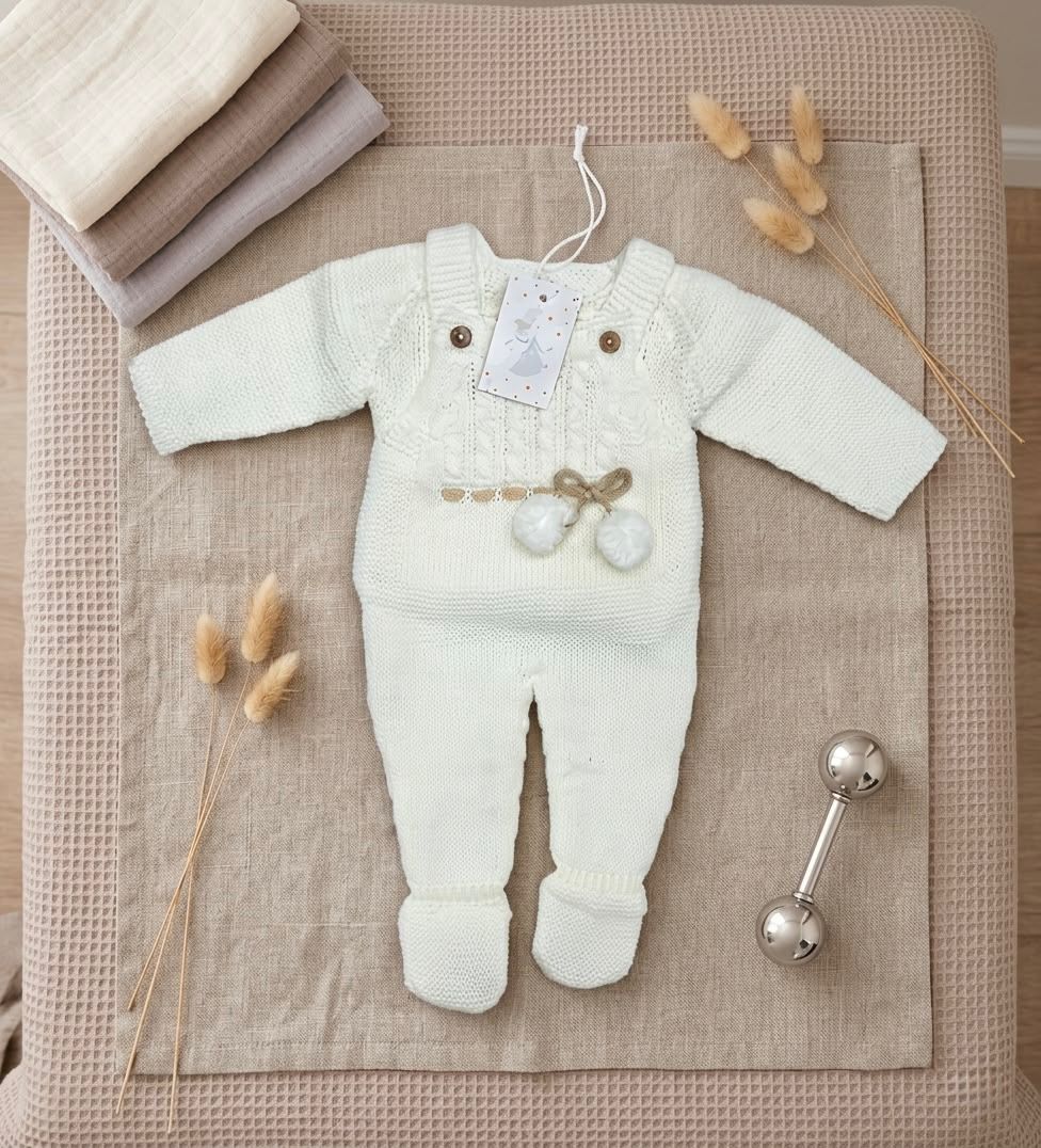 Salopette Neonato in Maglia con Pompon REF. 590