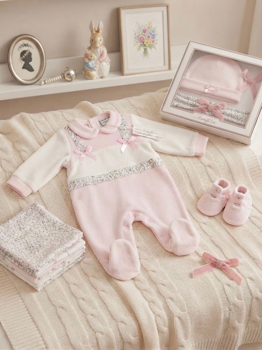 Tutina Neonato in Ciniglia con Fiocchetti – I Batuffolini B548/11F