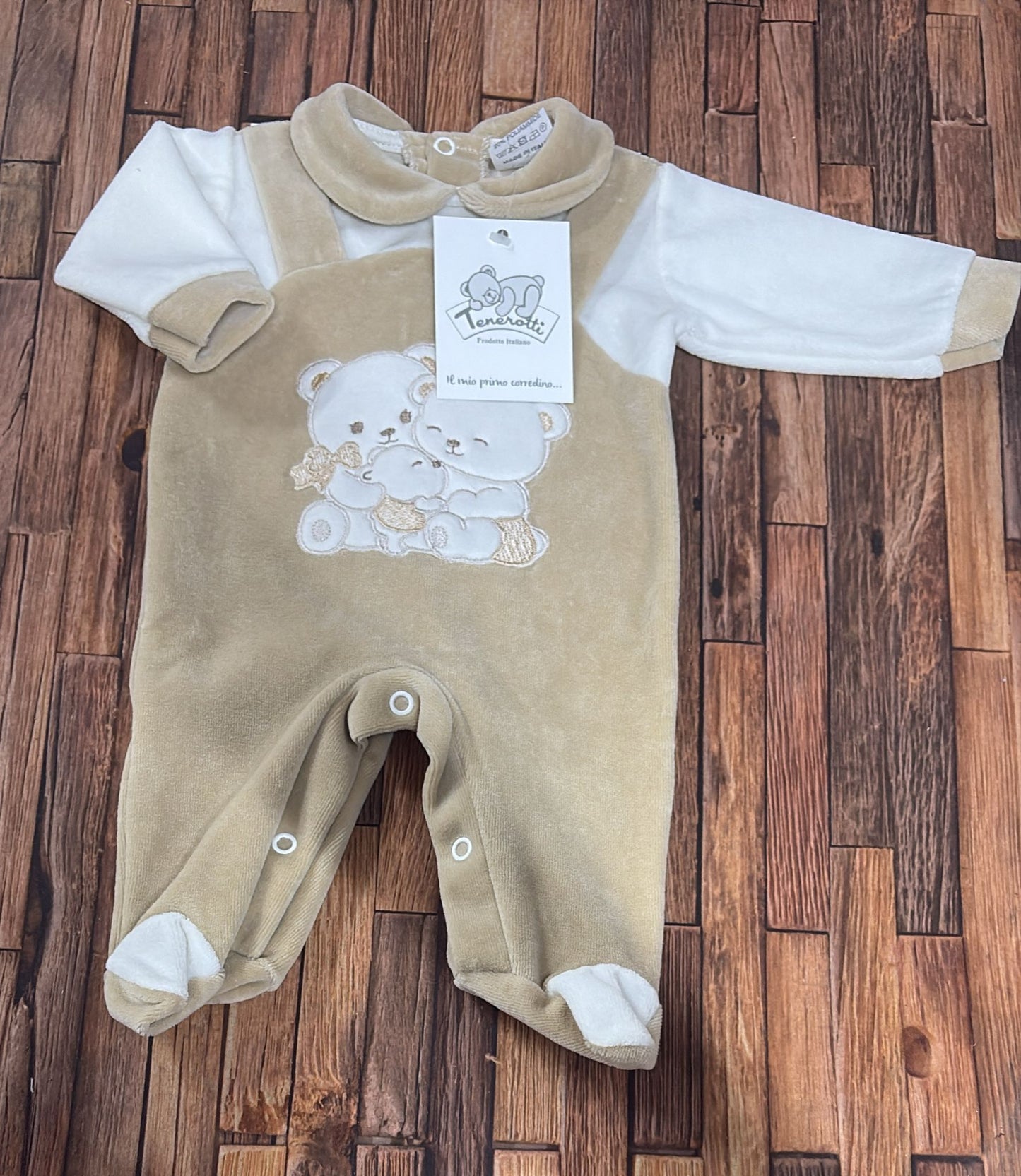 Tutina Neonato in Ciniglia Tenerotti con Orsetti – Art. 522