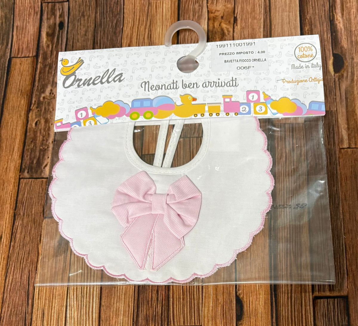 Bavetta Fiocco Ornella in 100% Cotone – Eleganza per Neonati