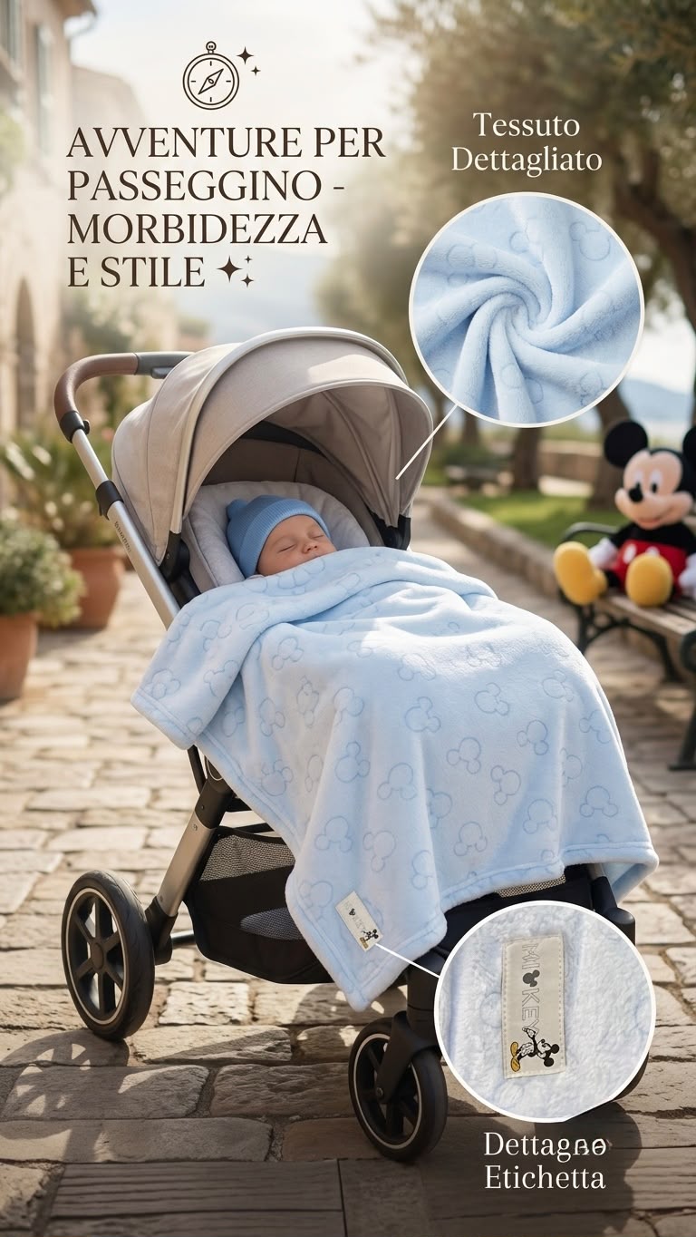 Plaid in Pile Topolino – Bianco/Azzurrino e Cielo