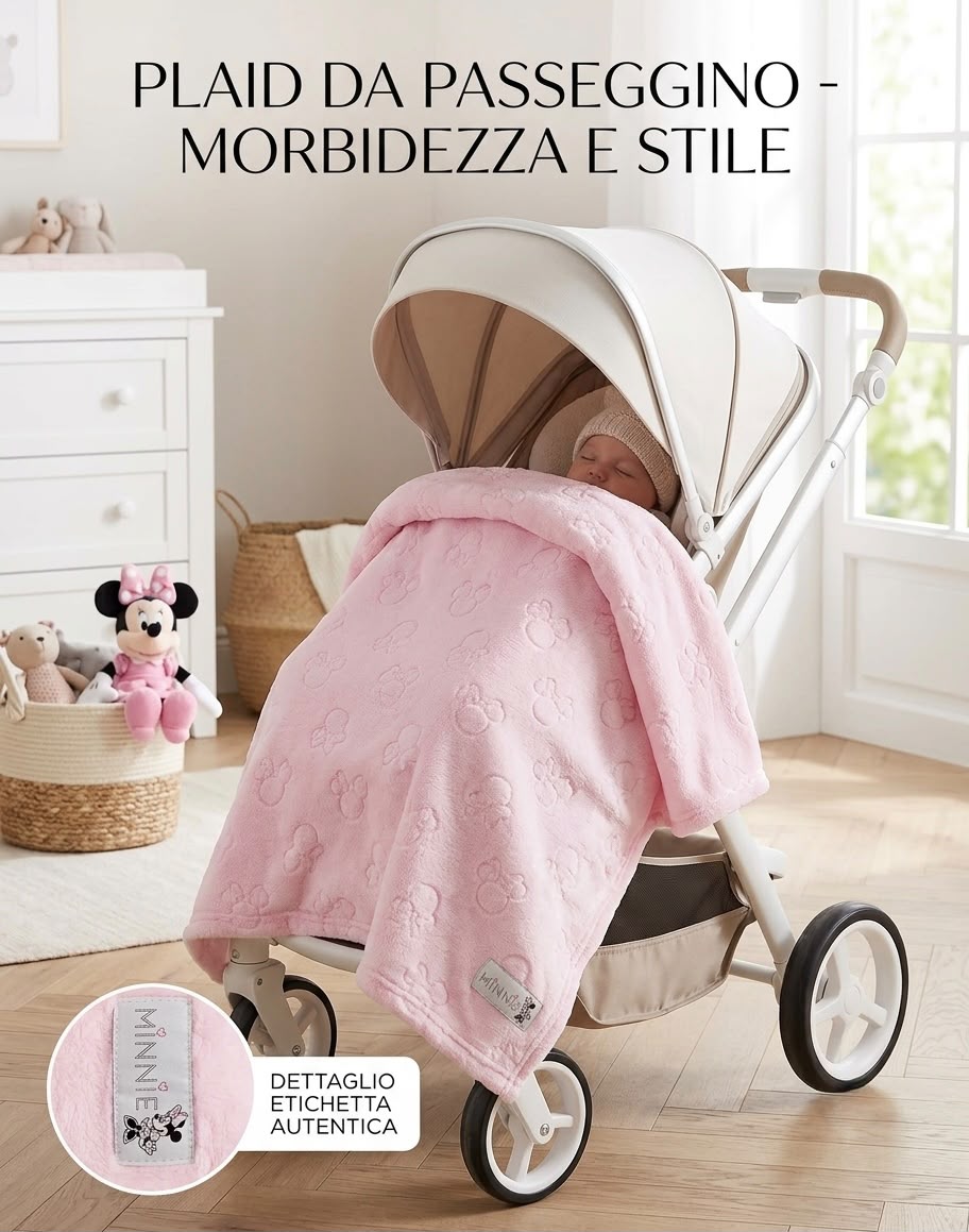 Plaid in Pile Minnie – Bianco/Rosa e Rosa