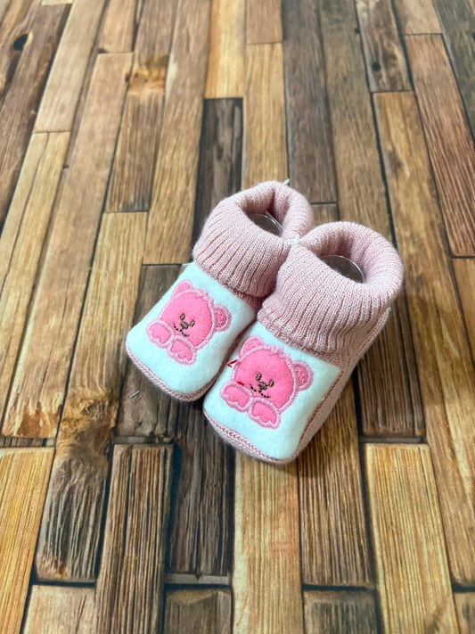 Scarpine Neonato Caldo Cotone con Orsetto Ricamato – Modello 3