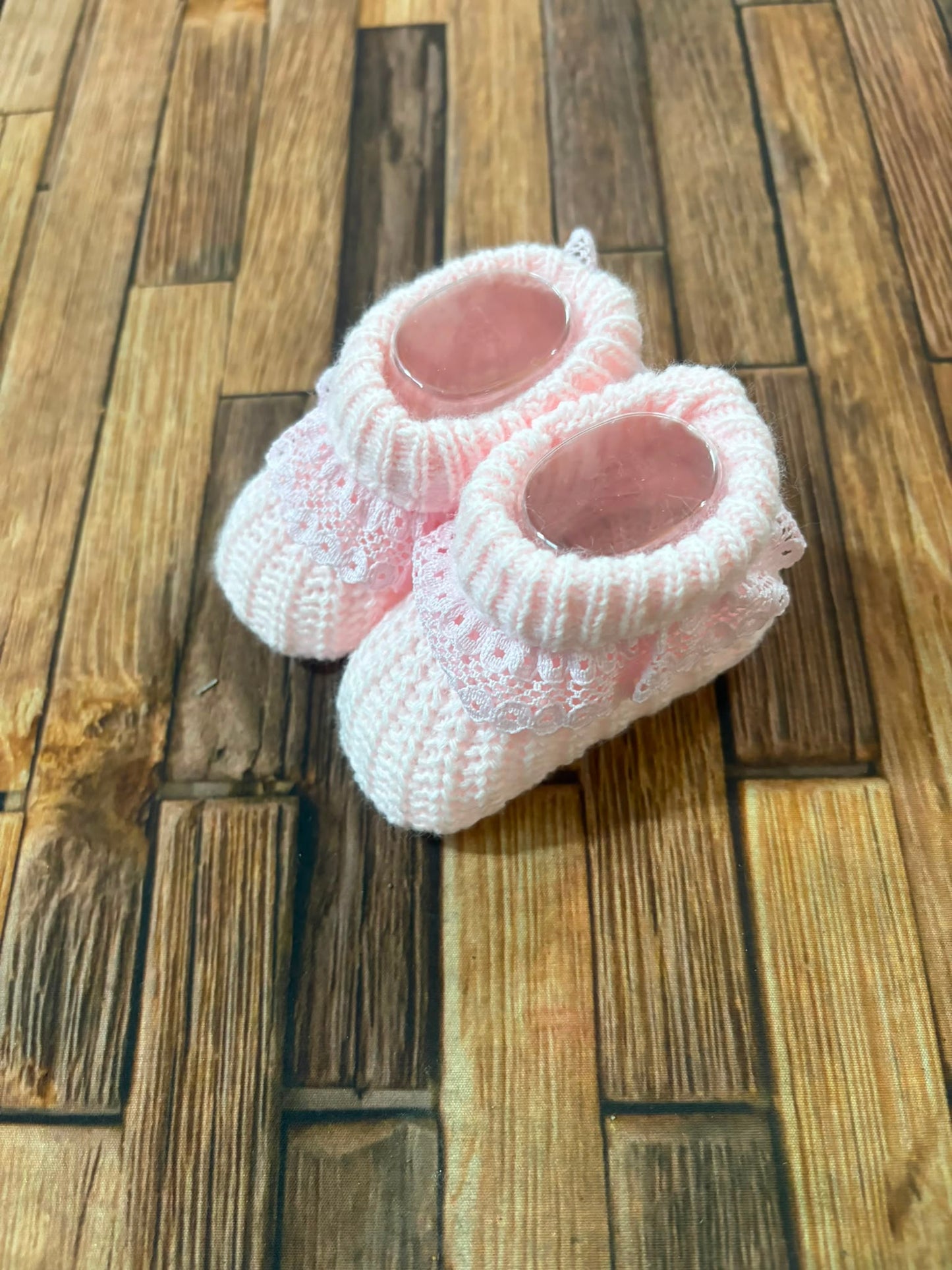 Scarpine Neonato in Lana con Colletto in Pizzo – Modello 5