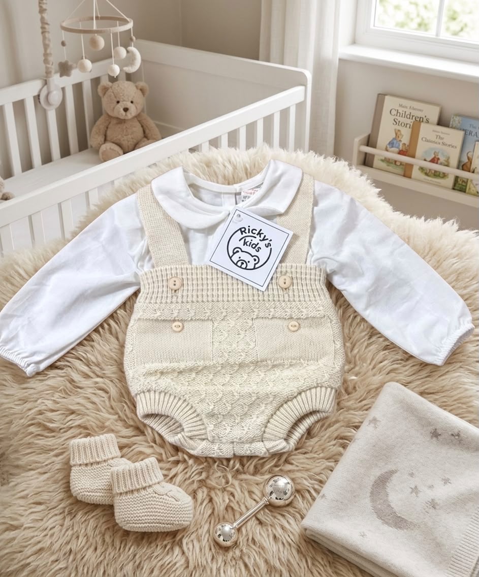 Pagliaccetto Neonato in Maglia con Camicia Integrata – Beige | Art. 1180