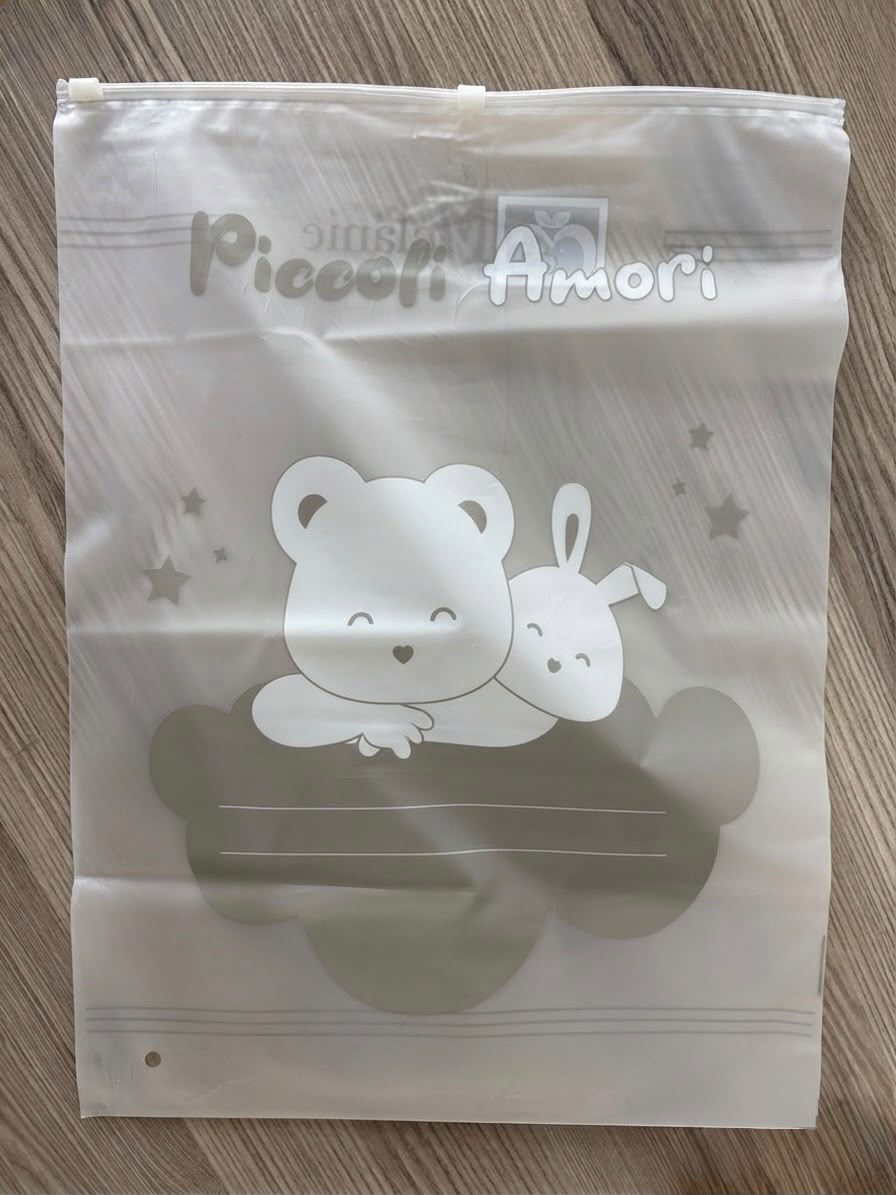 6 Sacchi Trasparenti Nascita Melanie 35x47 cm con Zip – Confezione da 6 Pezzi