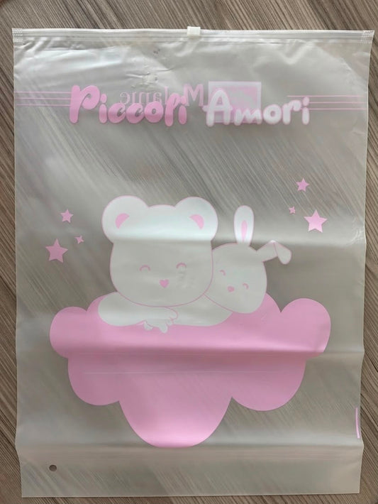 6 Sacchi Trasparenti Nascita Melanie 35x47 cm con Zip – Confezione da 6 Pezzi