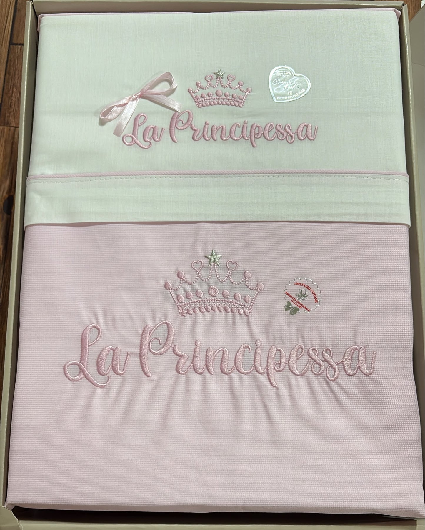 SET Coordinato Culla 5 Pezzi Ricamato Principino e Principessa – Art. NG-3002