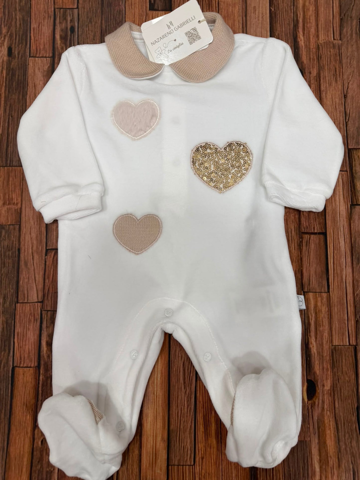 Tutina in Ciniglia Neonata Nazareno Gabrielli con Cuori – Art. 2210 Dis.6