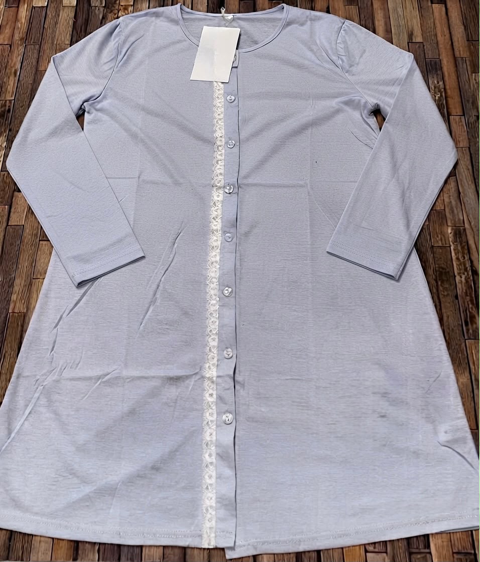 Camicia da Notte Premaman Aperta Avanti con Pizzo F1612