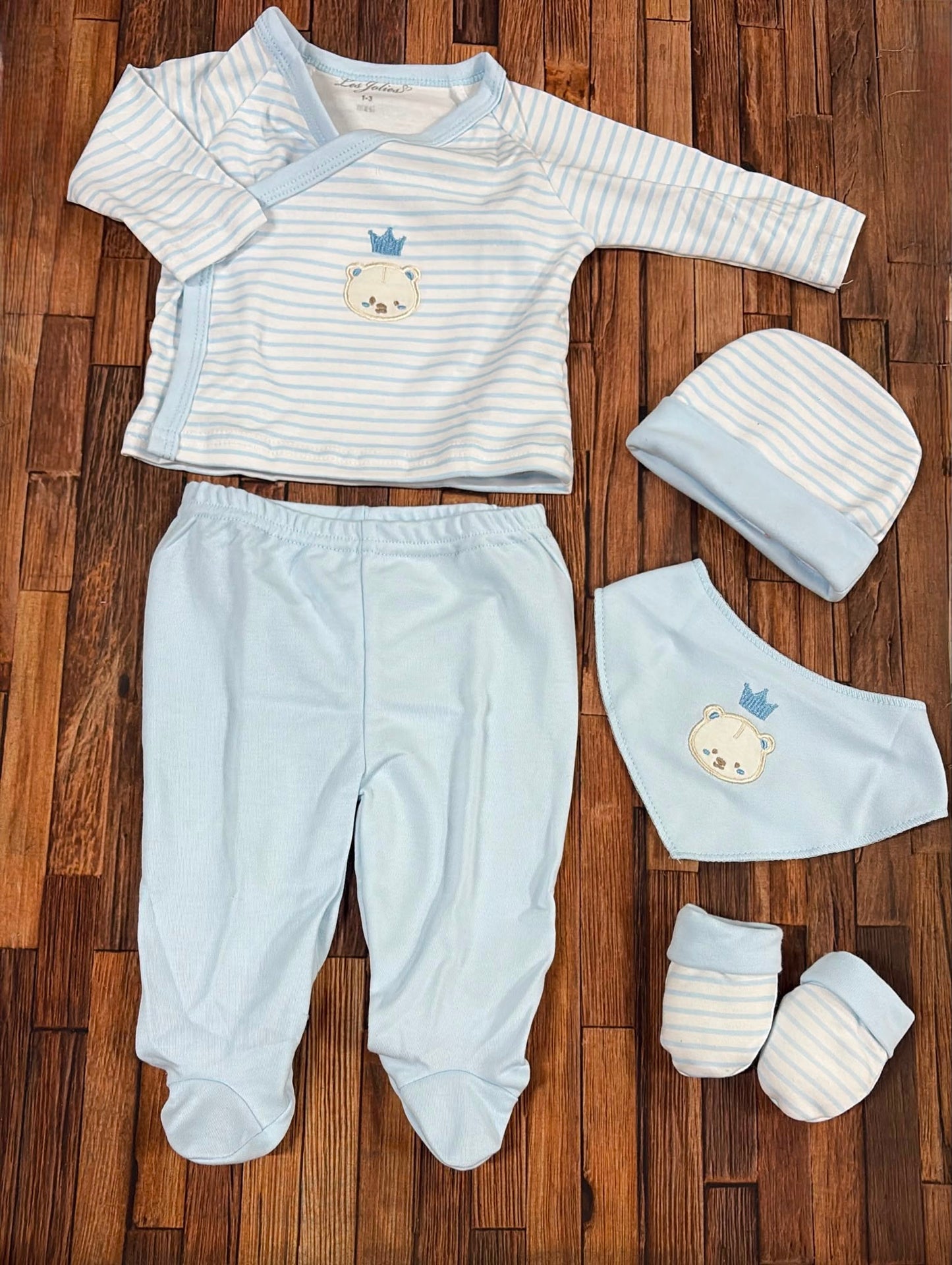 Set Nascita Neonata 5 Pezzi in Cotone Les Jolies LJ-3591 Dis.2