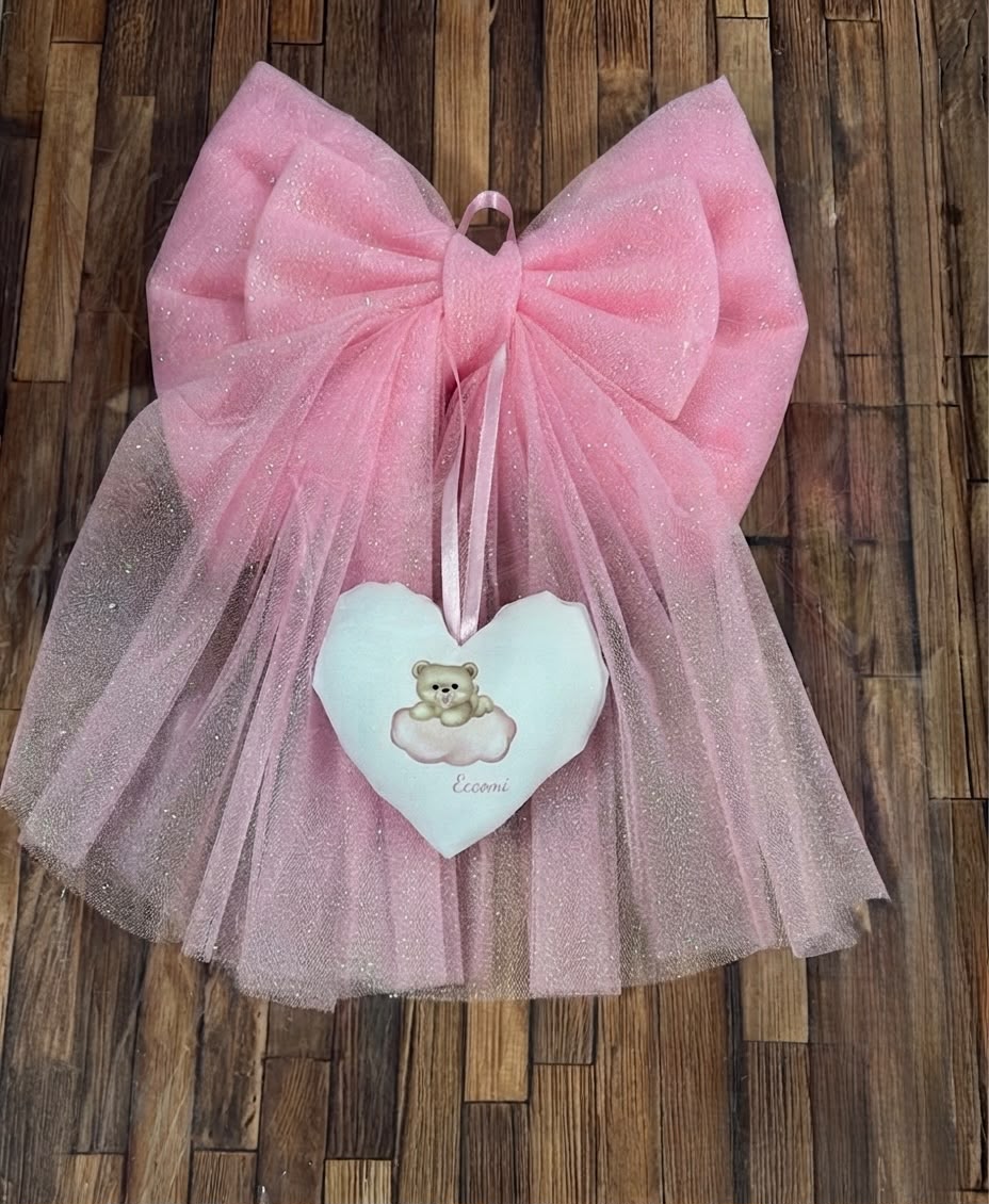 Coccarda Nascita con Fiocco e Cuore Irge IR1040