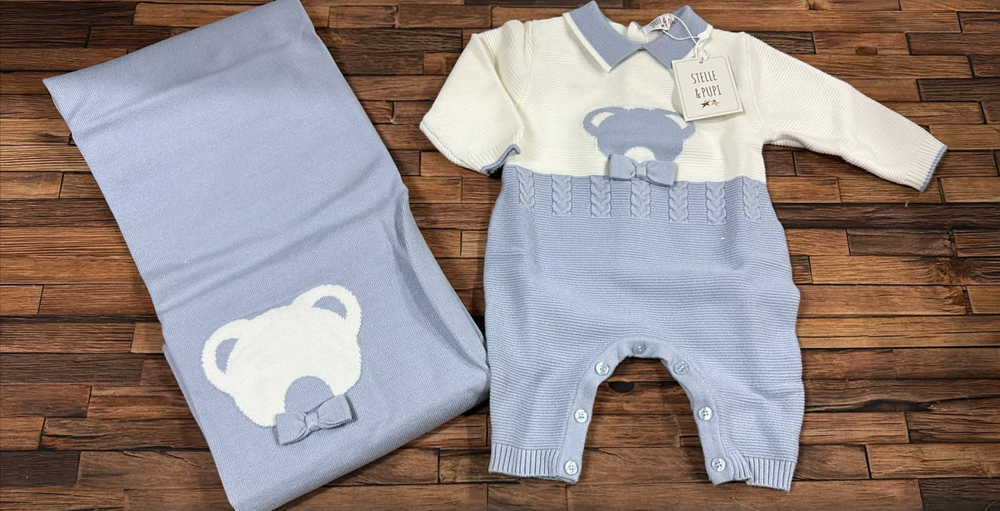 Set Uscita Nascita Tutina + Copertina “Stelle & Pupi” – Art. SNBA-1494-M3