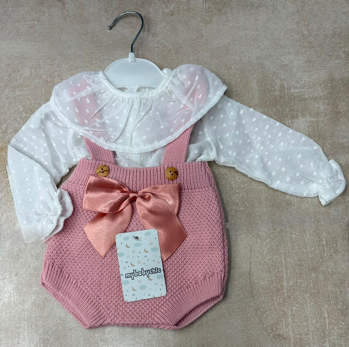 Pagliaccetto Femminuccia in Lana con Camicetta e Maxi Fiocco My Baby Chic – Art. 2481