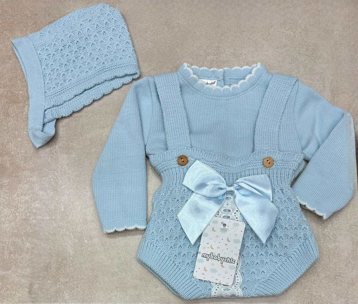 Completo 3 Pezzi Neonata in Maglia My Baby Chic – Art. 2488
