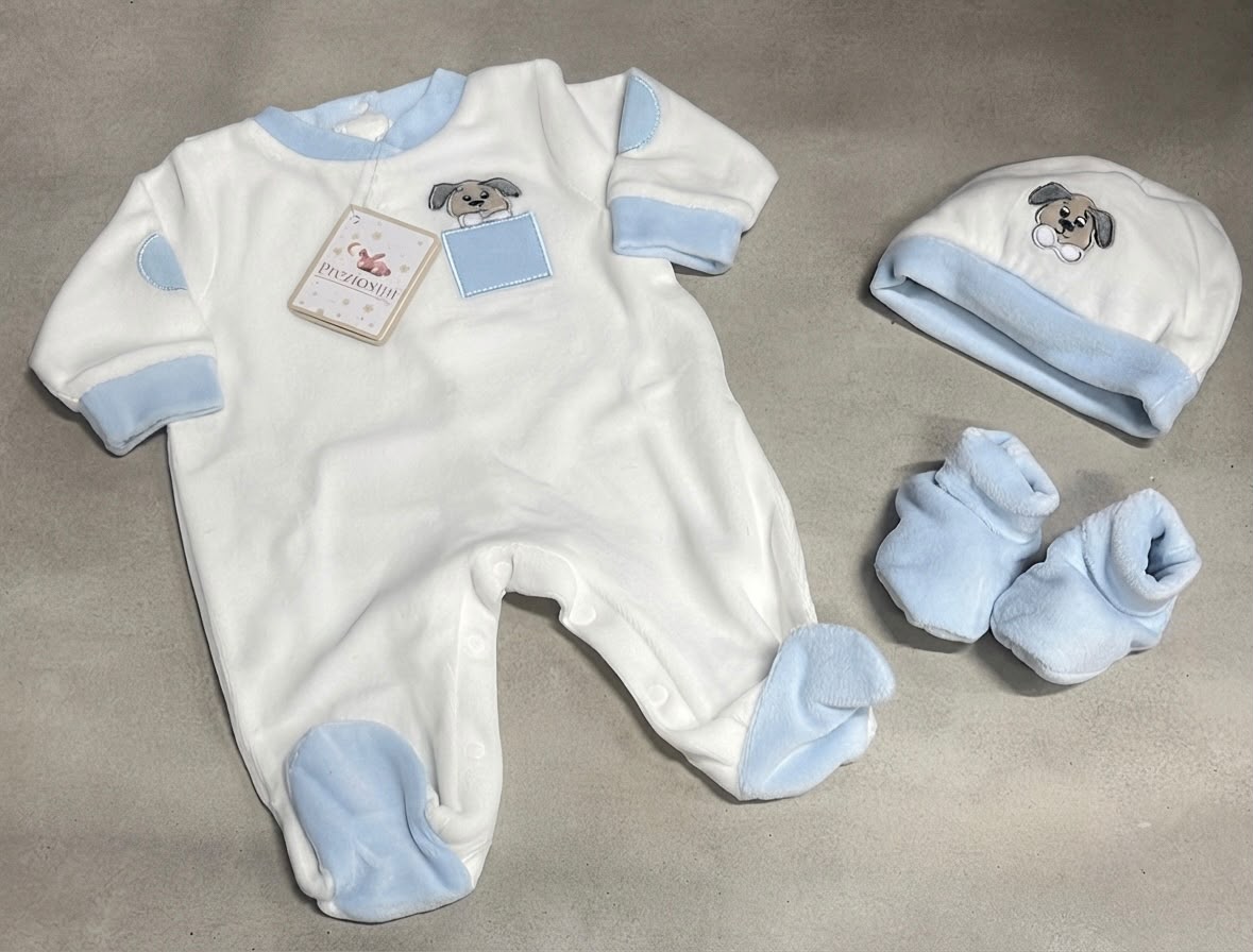 Set Nascita Maschietto in Ciniglia “I Preziosini” – 3 Pezzi M5
