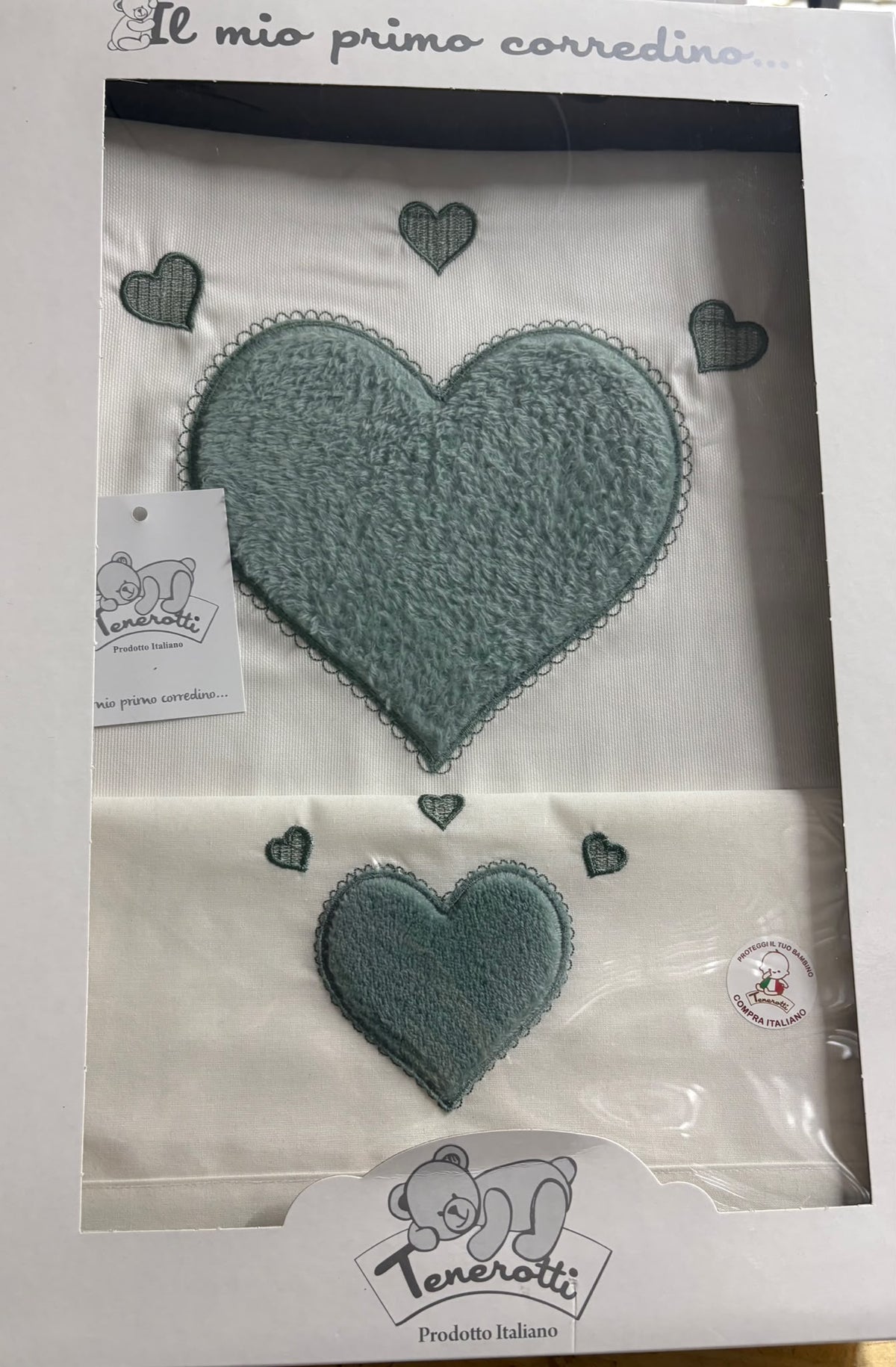 Piumoncino + Completo Lenzuola Tenerotti Cuore – Art. 38 505