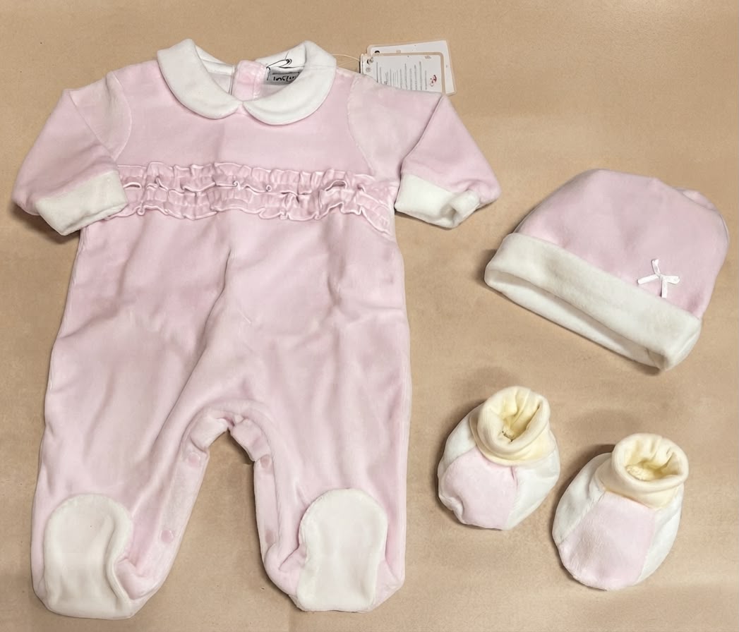 Set Nascita 3 Pezzi in Ciniglia Femminuccia I Preziosini – Art. F7