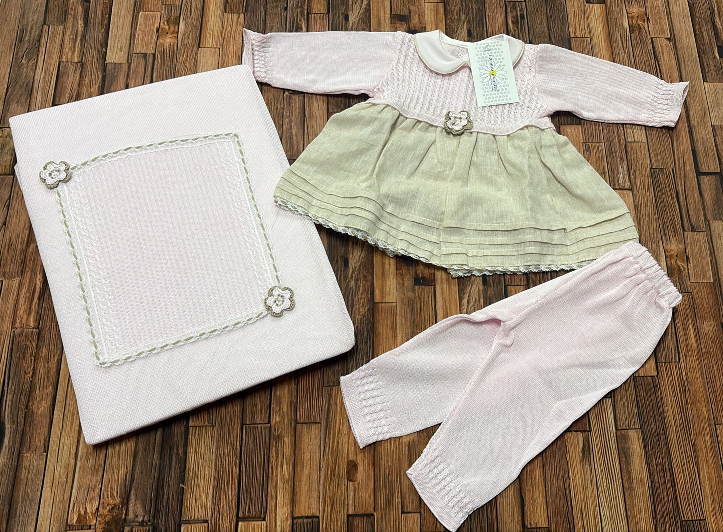 Vestina in Filo con Legging + Copertina Uscita Clinica Neonata | La Margherita Made in Italy