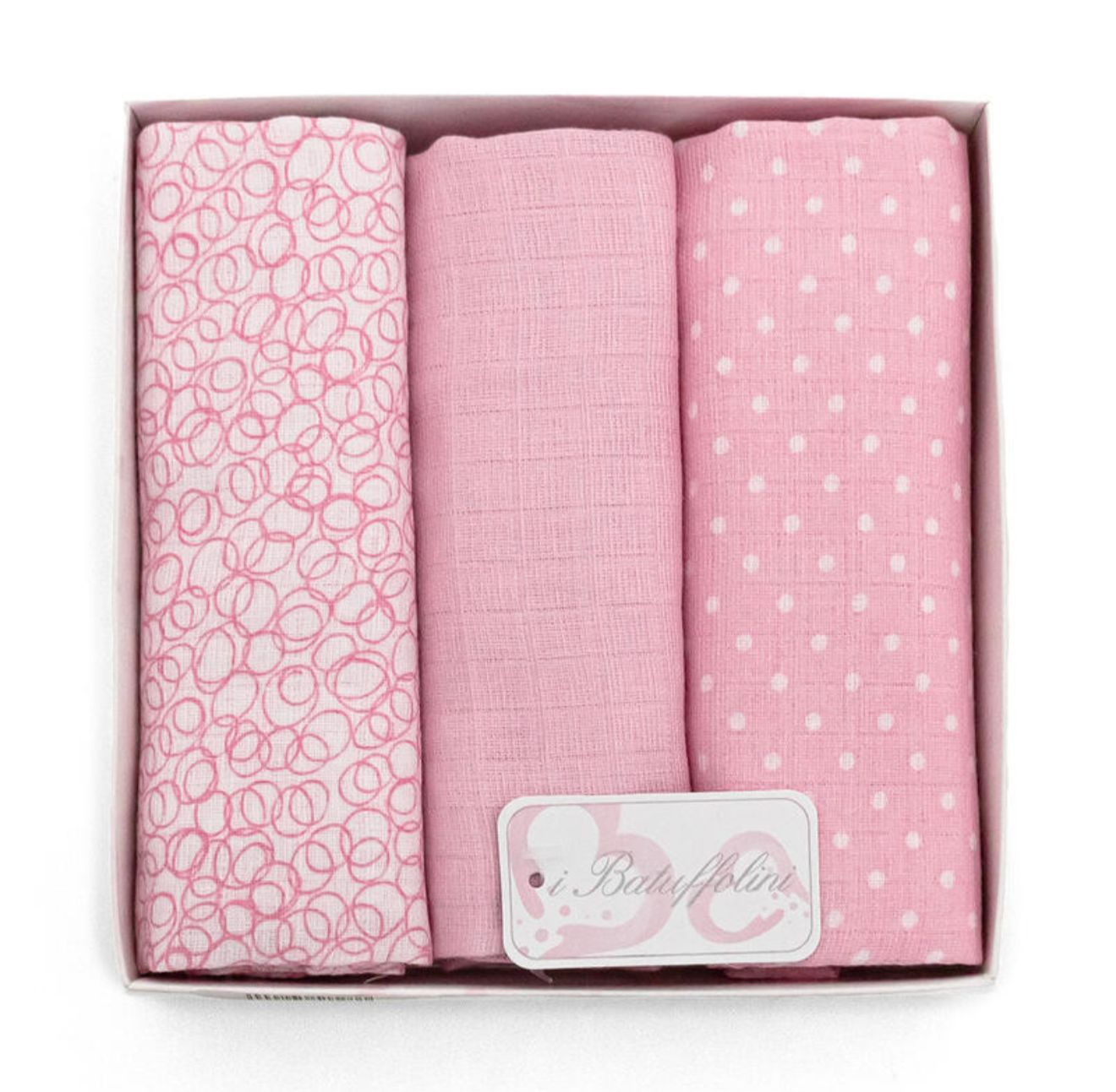 Set 3 Mussole Garza Neonato 100% Cotone 60x60 | I Batuffolini B552