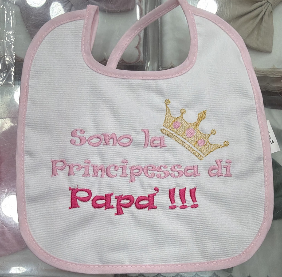 Bavetto Neonato Divertente Napoletano in Cotone – Bavaglino con Frasi Simpatiche Rosa Baby