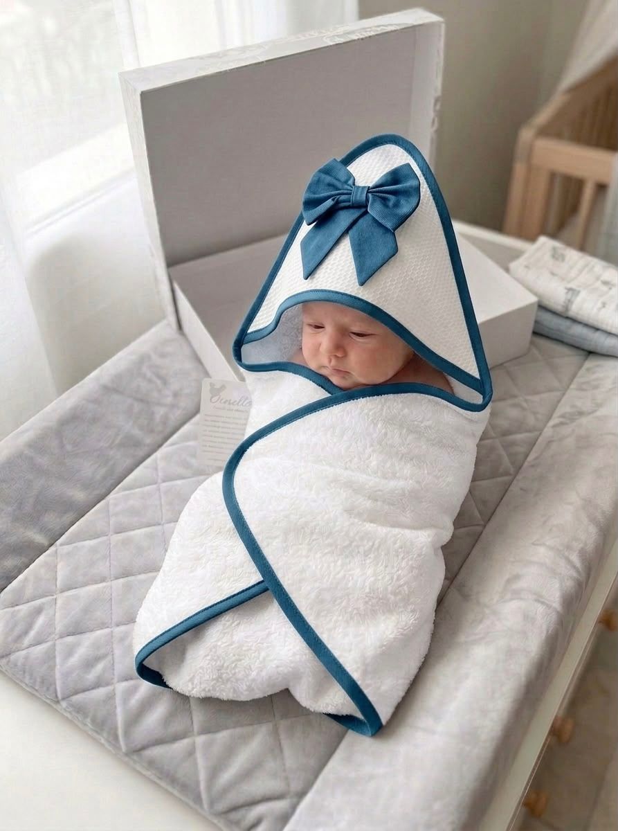 Accappatoio Triangolo Ornella 100% Cotone – Accappatoio Neonato 70x75 cm