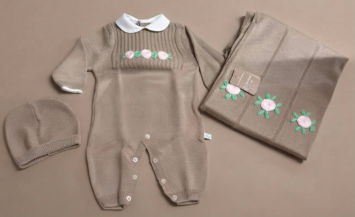 Set Nascita 3 Pezzi Neonata con Rose – NG-3488