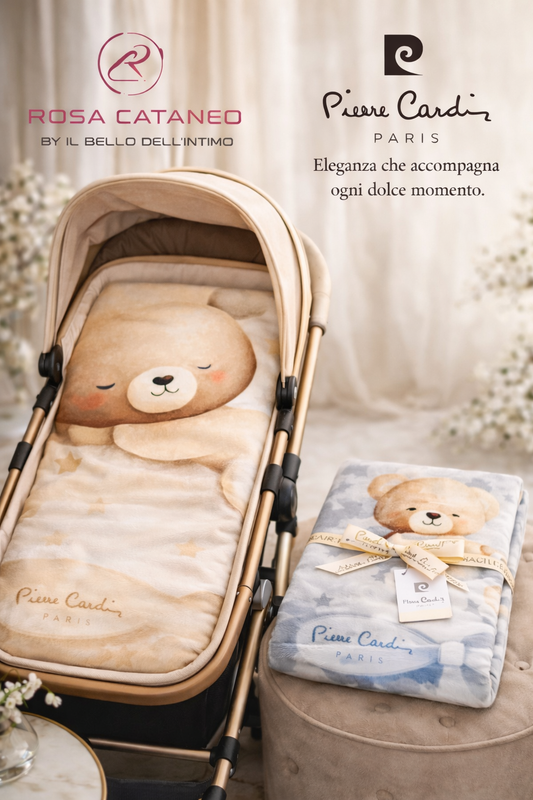 Copertina neonato in cotone Pierre Cardin per passeggino – fantasia orsetto