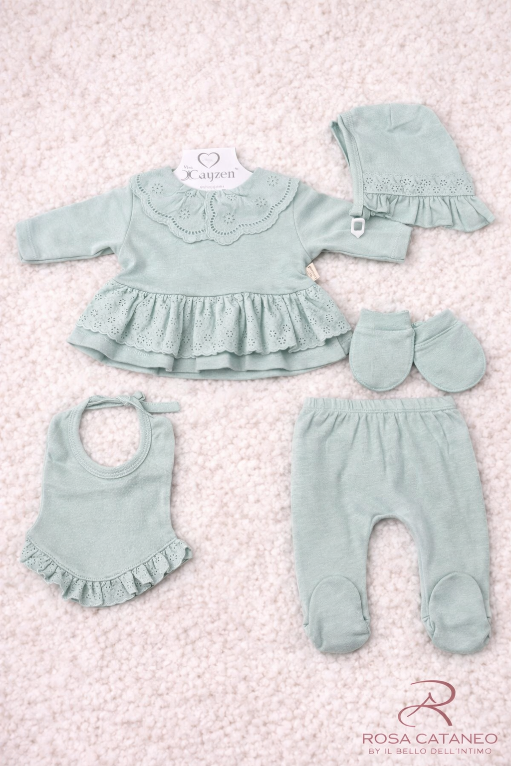 Completo Neonata Elegante in Cotone 5 Pezzi Cayzen Art.2069