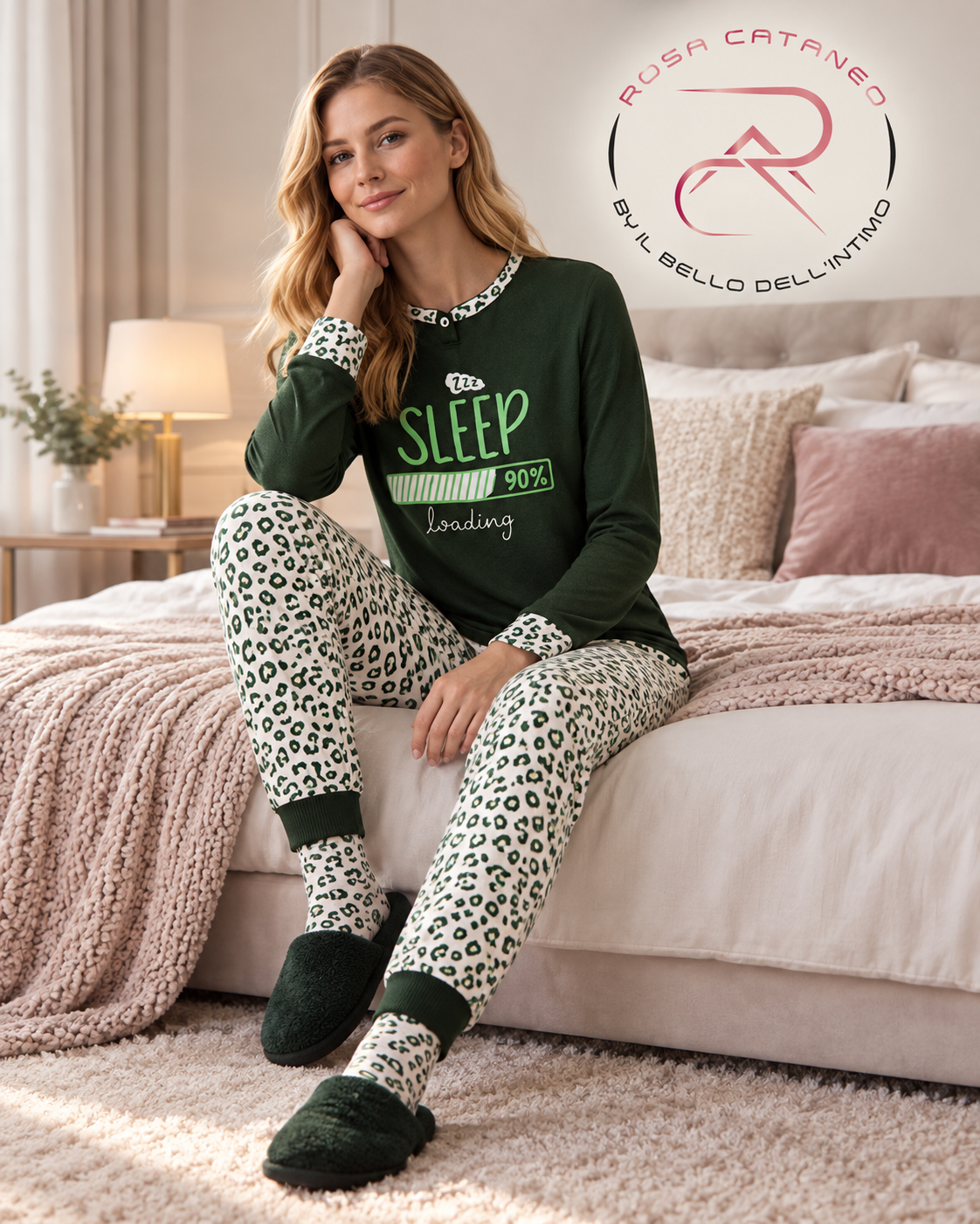 Pigiama Donna Reliable Gervasia in Caldo Cotone con Calzini e Pantofole da Stanza